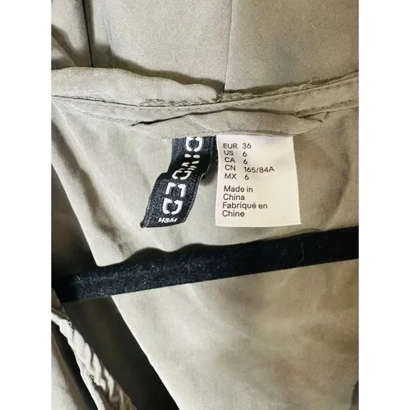 Divided Women's Khaki Green Lightweight Jacket Hooded Asymmetrical Zipper SZ 6 - Picture 4 of 4